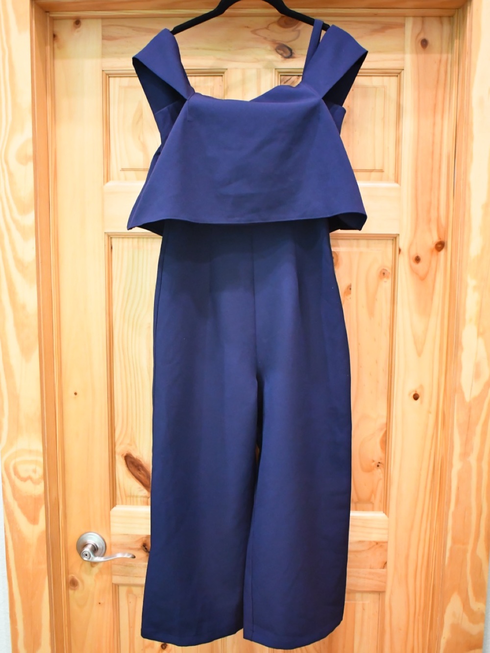 Gianni Bini Navy Layered Bodice Wide-Leg Jumpsuit